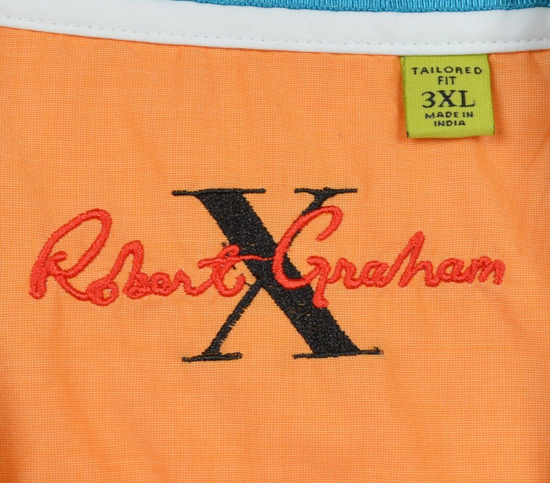 Robert Graham X Men's 3XL Tailored Fit Flip Cuff Solid Orange Designer Shirt