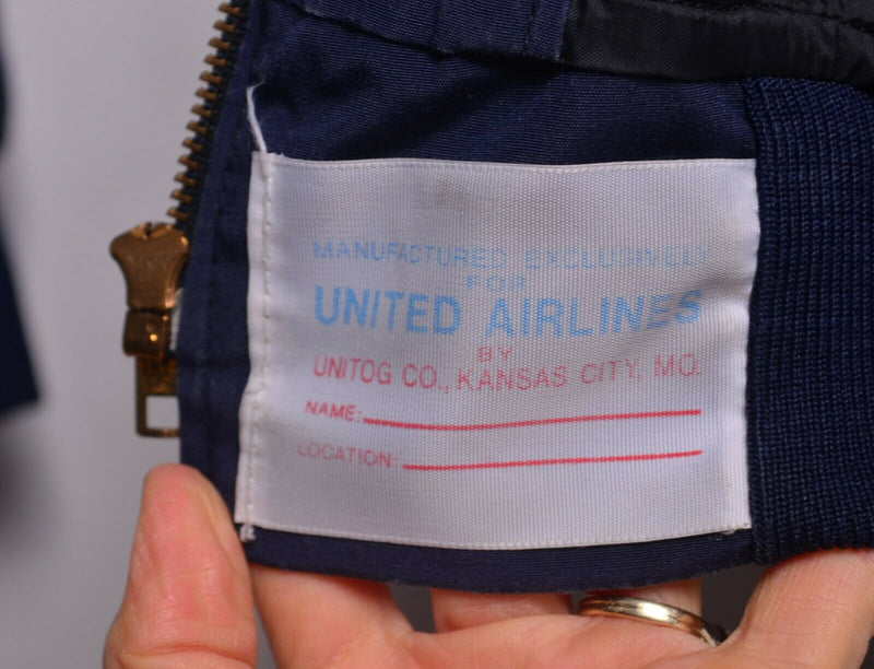 Vtg 80s United Airlines Men's Sz Medium Ground Crew Maintenance Navy Blue Jacket