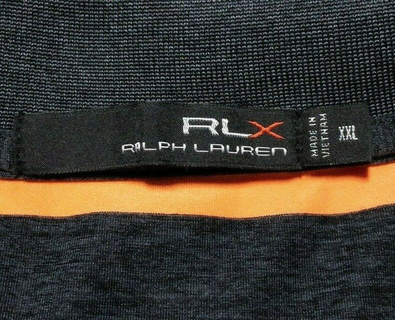 RLX Ralph Lauren Polo Shirt 2XL Men's Golf Wicking Stretch Orange Black Striped