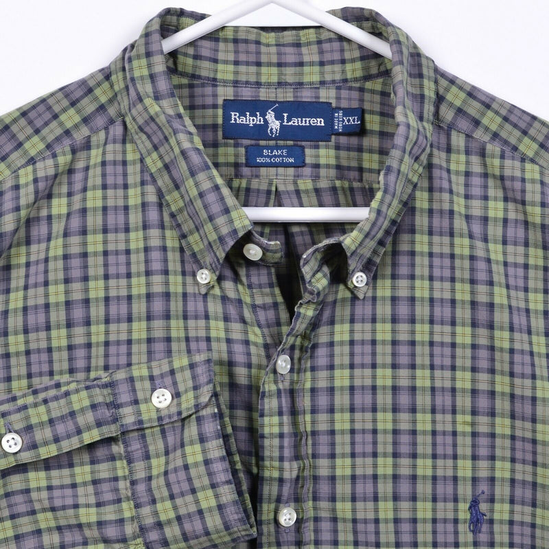 Polo Ralph Lauren Men's 2XL Green Plaid "Blake" Pony Logo Button-Down Shirt