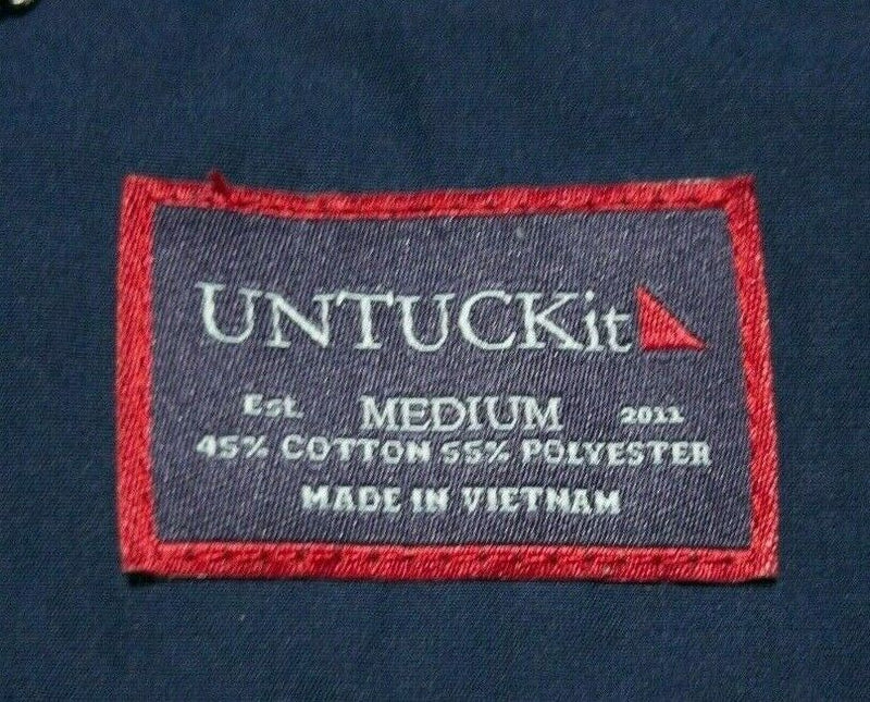 UNTUCKit Men's Medium Solid Navy Blue Quilted Full Zip Button-Front Jacket