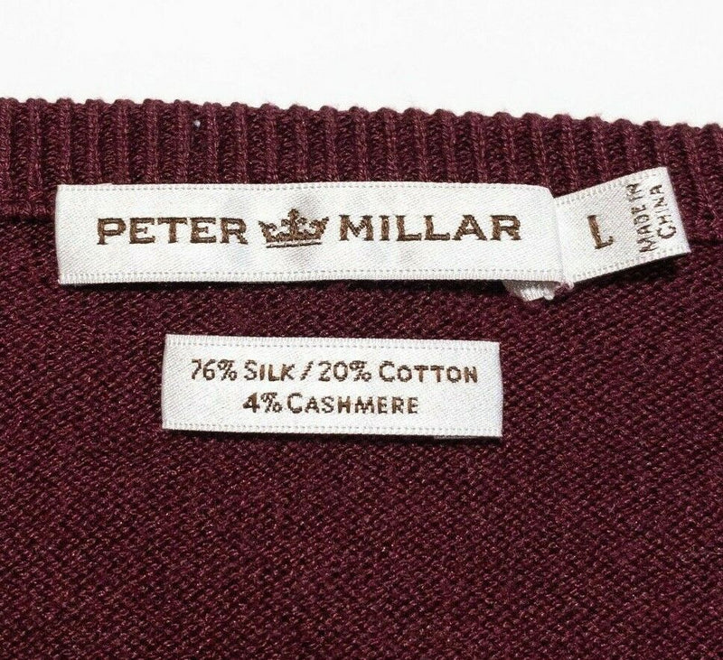 Petter Millar Sweater Men's Large V-Neck Silk Cotton Cashmere Red Golf
