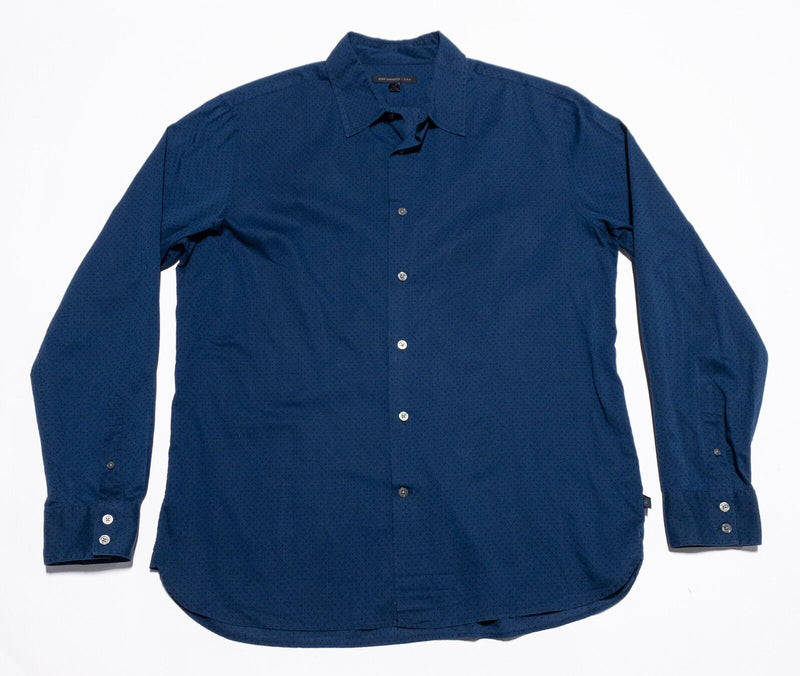 John Varvatos Polka Dot Shirt Men's Large Star USA Long Sleeve Blue Button-Up