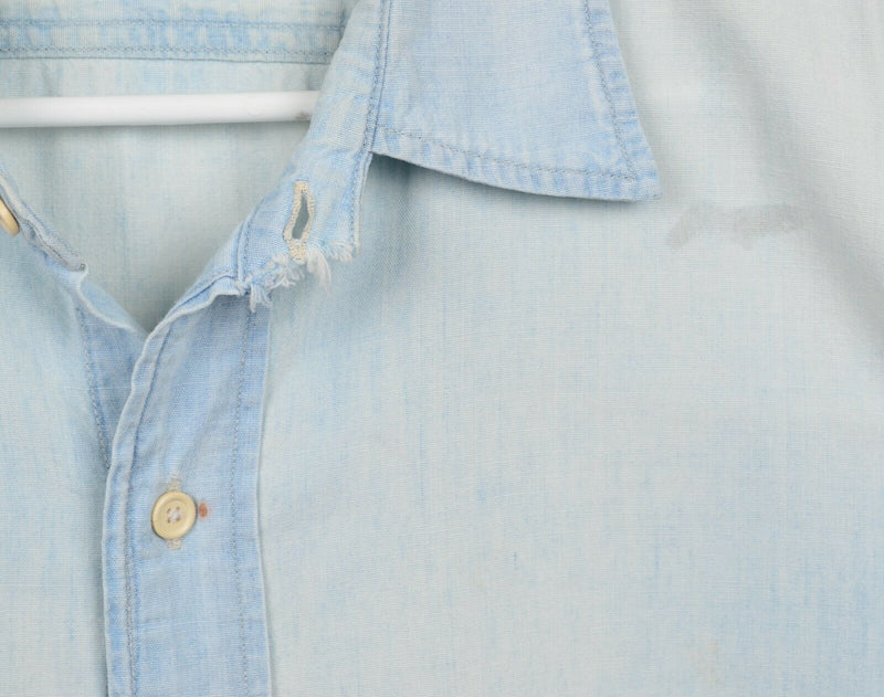 Levi’s Vintage Reproduction Men's Sz Large LVC Denim Distressed Worn Work Shirt