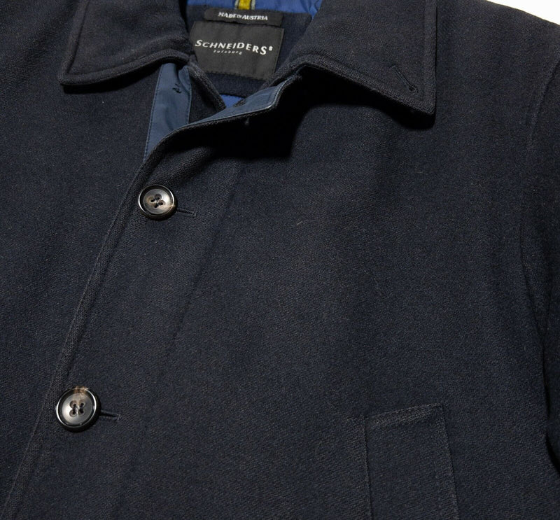 Schneiders Coat Men's US 38 GoreTex Wool Cashmere Navy Blue Salzburg Austria