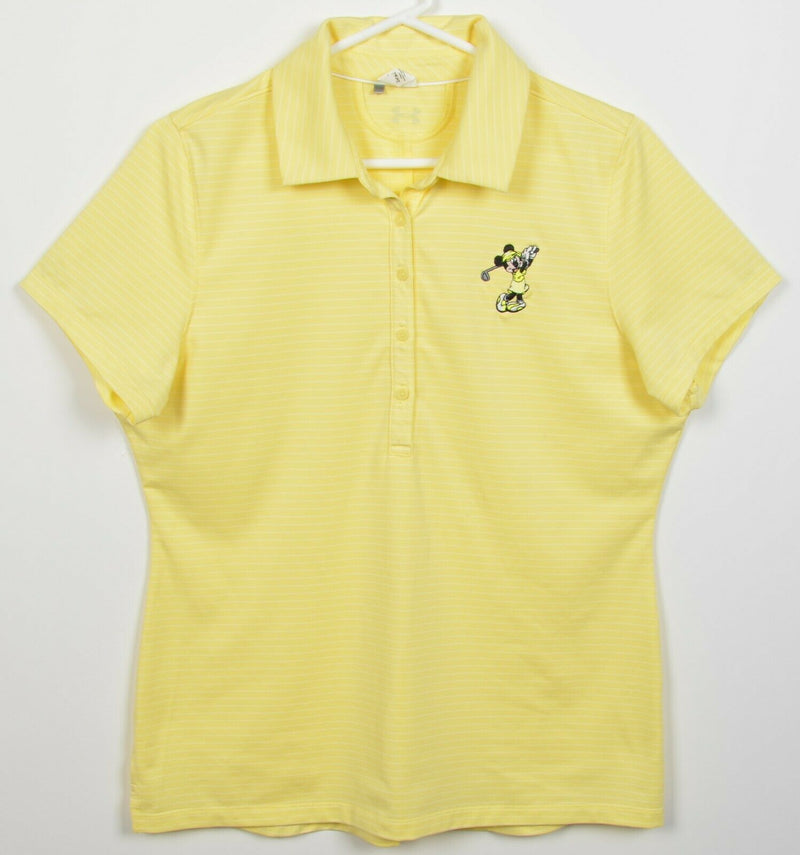 Disney Under Armour Women's Large Yellow Minnie Mouse Wicking Golf Polo Shirt