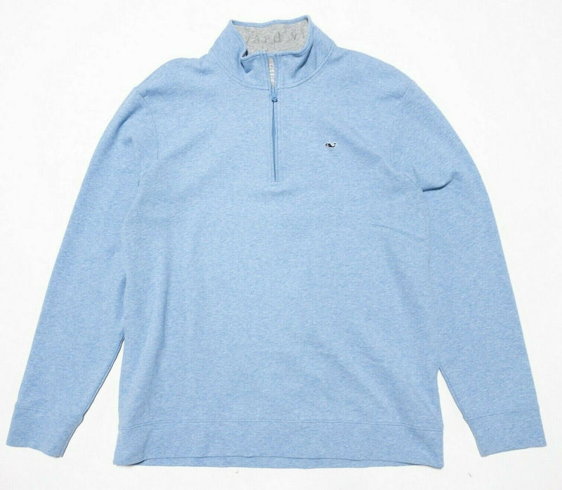 Vineyard Vines Performance 1/4 Zip Sweatshirt Light Blue Whale Preppy Men's XL