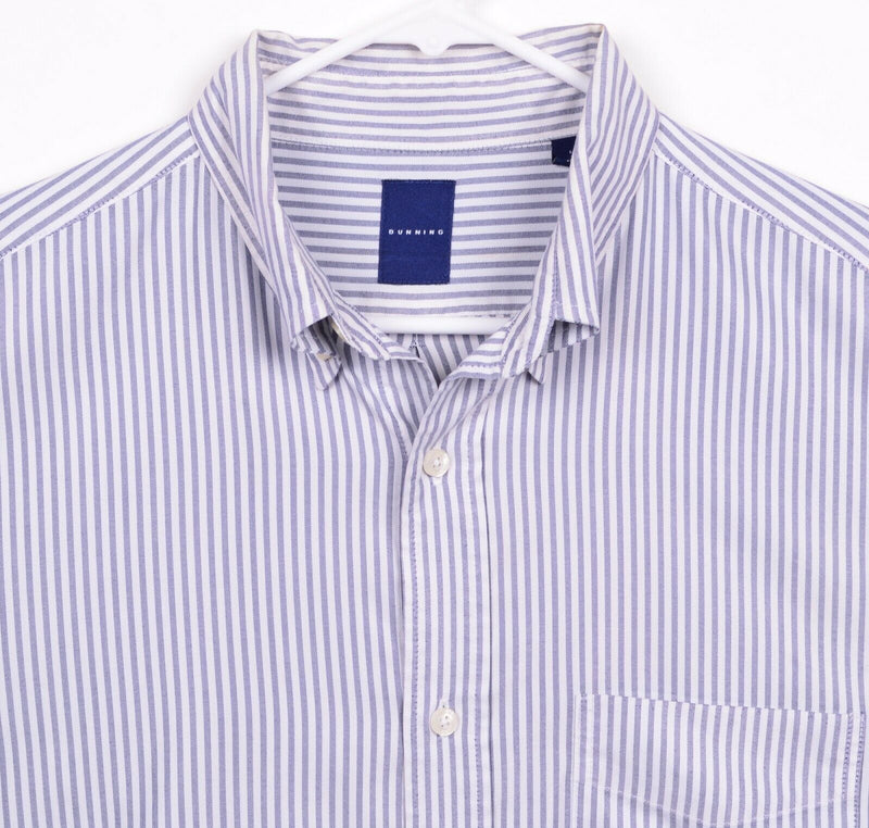 Dunning Men's Sz Large Performance Striped Coolmax Button Down Golf Casual Shirt