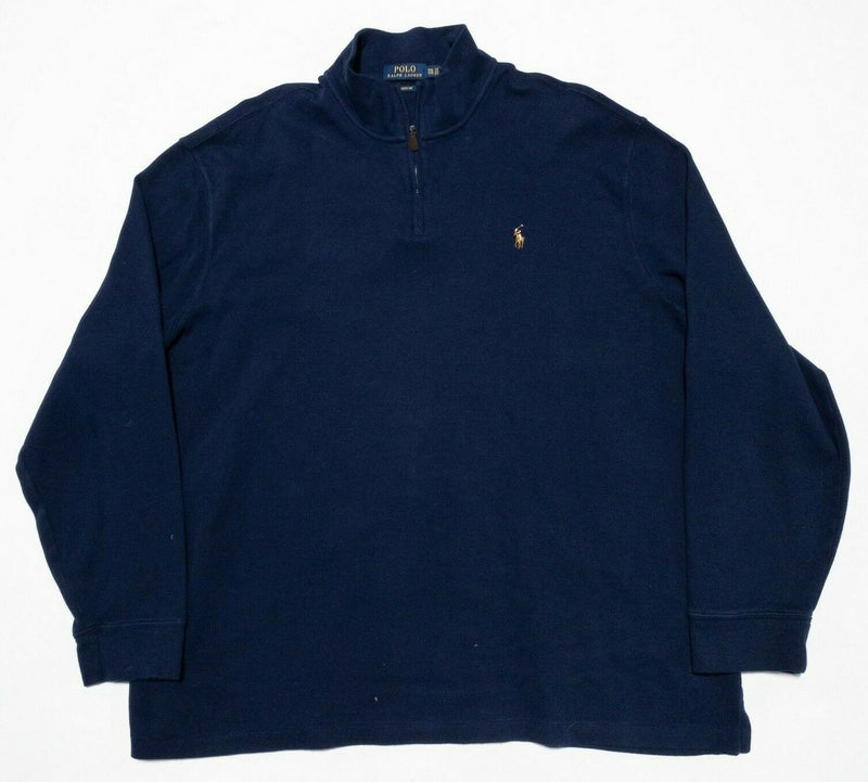 Polo Ralph Lauren Sweater Men's 2XL Estate Rib 1/4 Zip Navy Blue Pullover