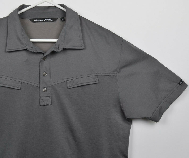 Travis Mathew Men's Large Solid Gray Pocket Pima Cotton Poly Golf Polo Shirt