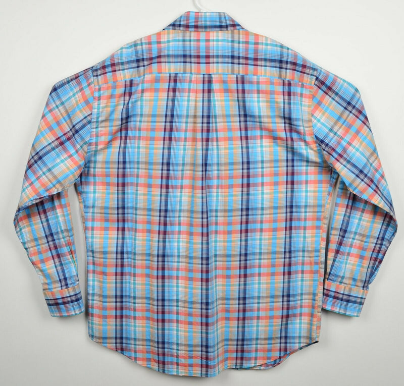Peter Millar Men's XL Multi-Color Blue Orange Green Plaid Long Sleeve Shirt