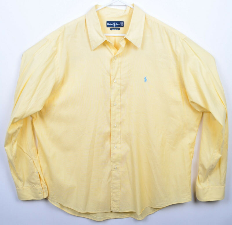 Polo Ralph Lauren Men's 2XL Solid Light Yellow Long Sleeve Button-Down Shirt