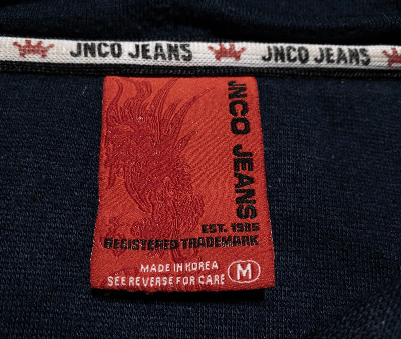 Vintage JNCO Jeans Hoodie Boy's Medium Pullover 90s Crown Logo Navy Blue