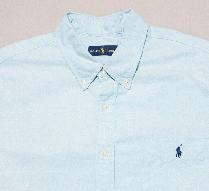 Polo Ralph Lauren Shirt 2XL Men's Button-Down Light Blue Short Sleeve Oxford