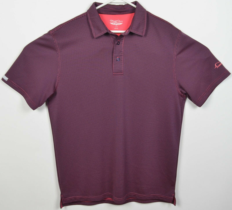 Straight Down Men's Large Purple Pink Polyester Wicking Golf Polo Shirt