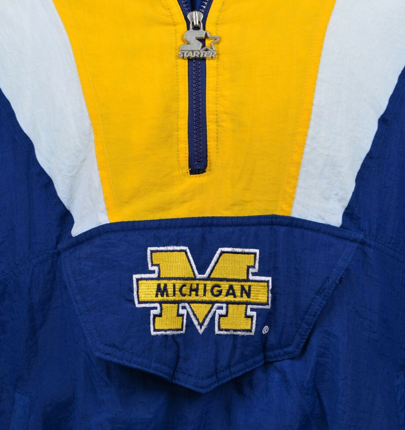 Vtg 90s Michigan Men's Sz Large Wolverines Starter Hooded Winter Puffer Jacket