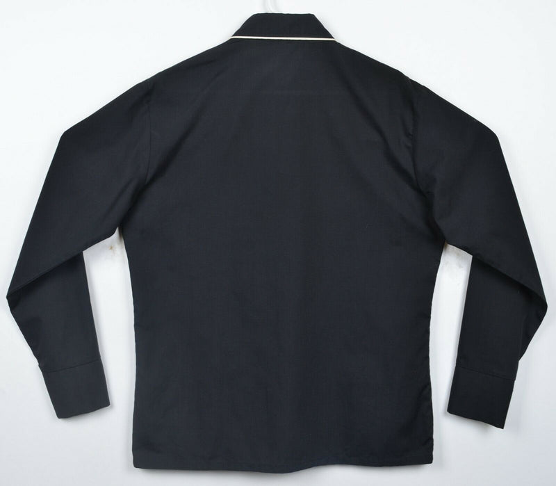 Vintage 70s Paul Howard Men's Large Bib Western Rodeo Black Piped Shirt