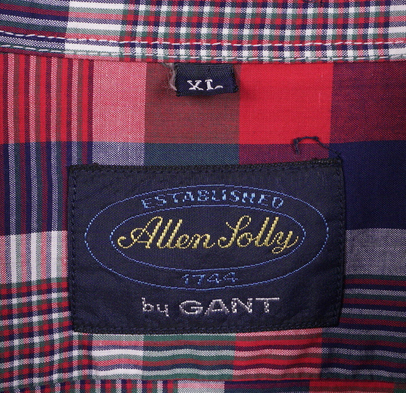 Allen Solly by GANT Men's XL Red Blue Green Plaid Vintage 80s Button-Front Shirt