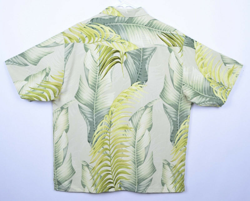 Tommy Bahama Men's Sz Medium 100% Silk Floral Palm Windward Camp Hawaiian Shirt