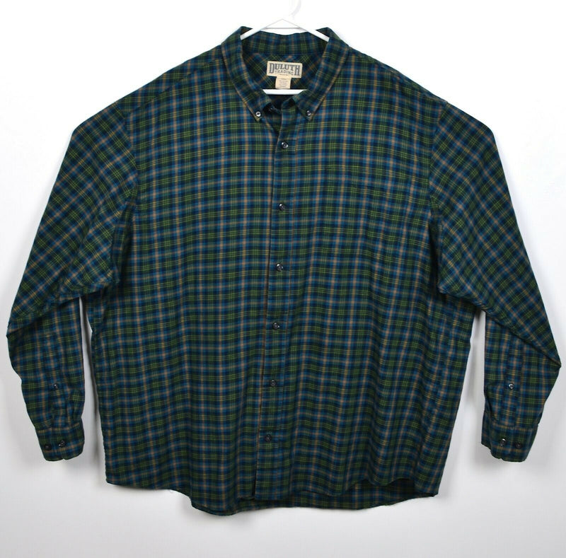 Duluth Trading Co Men's 2XL Green Plaid Cotton Wool Button-Down Flannel Shirt