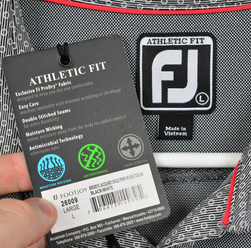FootJoy Men's Sz Large Athletic Fit Gray Pocket FJ Performance Golf Polo Shirt