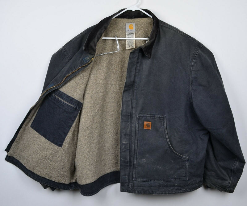 Carhartt Men's Sz 3XL Dearborn Sandstone Sherpa Lined J164 Gray Work Jacket