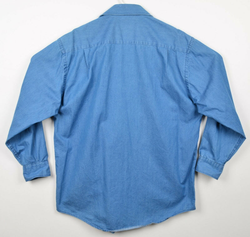 Vintage 90s Brooks Brothers Men's 15.5 (Medium) Denim Blue Button-Front Shirt