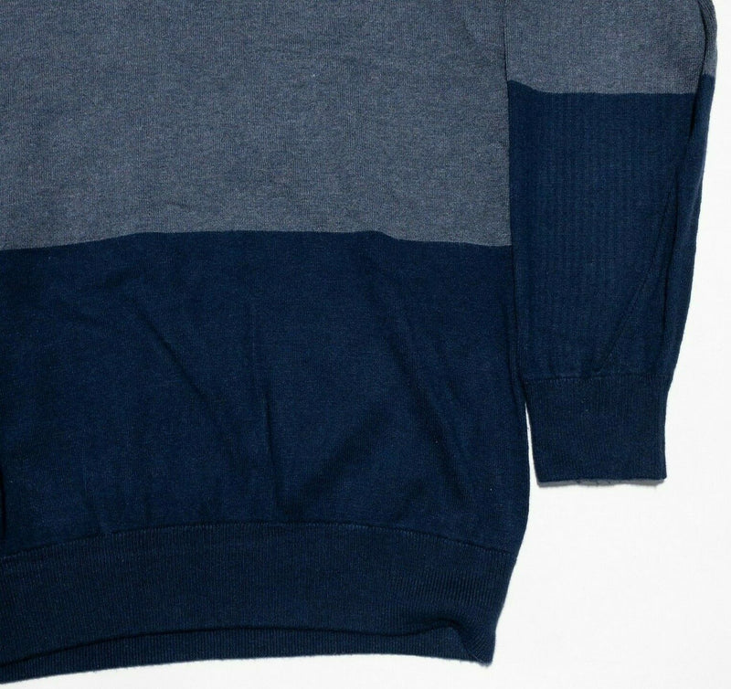 Travis Mathew Men's XL Rayon Cashmere Blend Blue Colorblock Crewneck Sweater