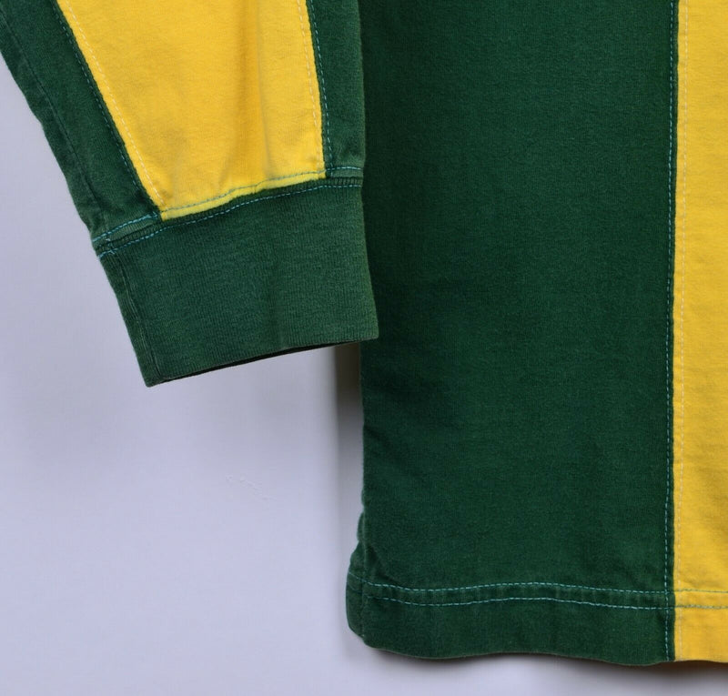 Vtg 90s Green Bay Packers Men's Sz XL Chunky Stripe Green Gold Rugby Shirt
