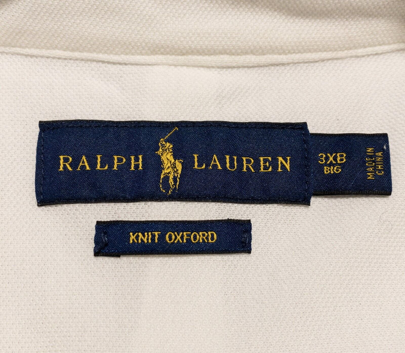 Polo Ralph Lauren Shirt Mens 3XB Long Sleeve Knit Oxford White Big & Tall Button