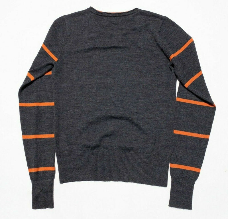 Ariat Alessio Sweater Merino Wool Crew Neck Gray Orange Striped Women's Medium