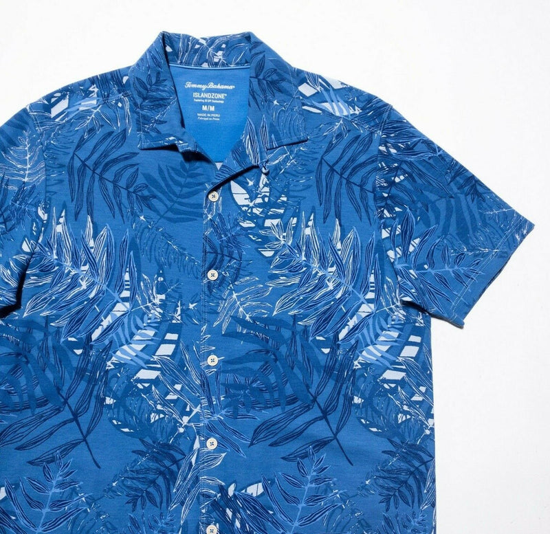 Tommy Bahama Island Zone Shirt Medium Men's Hawaiian Floral Blue 37.5 Technology