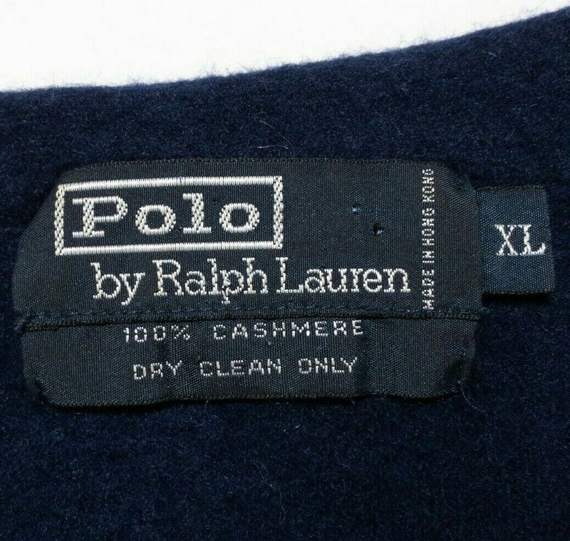 Polo Ralph Lauren 100% Cashmere Navy Blue Collared Polo Shirt Men's XL