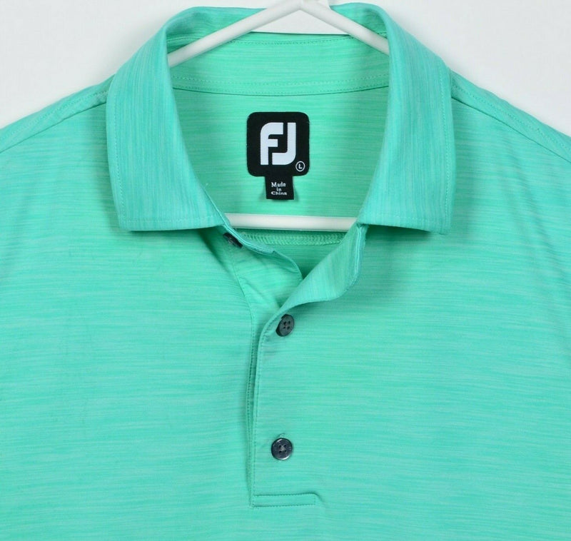 FootJoy Men's Large Heather Green FJ Golf Wicking Performance Polo Shirt
