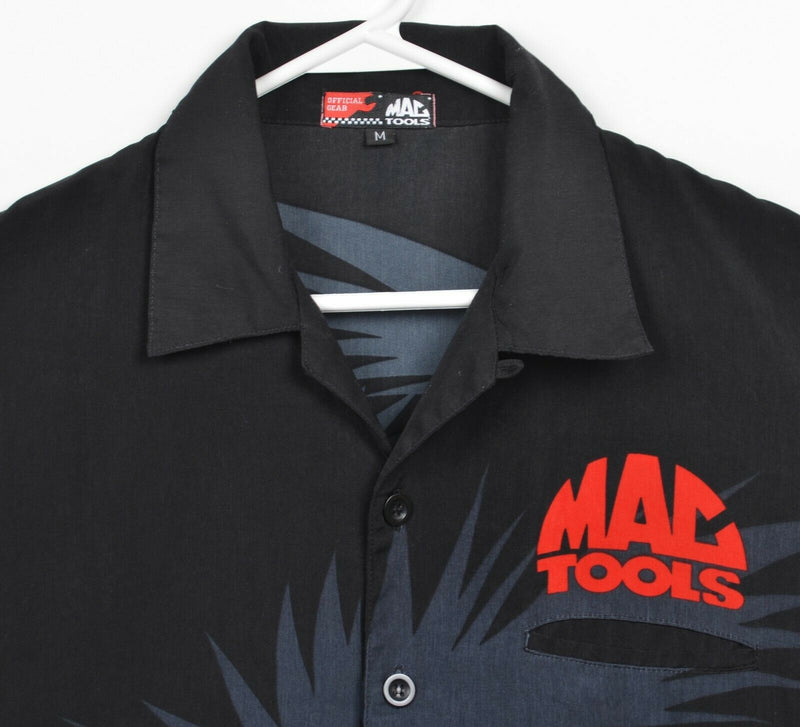 Mac Tools Men's Medium Motorcycle Palm Tree Chrome Graphic Polyester Camp Shirt