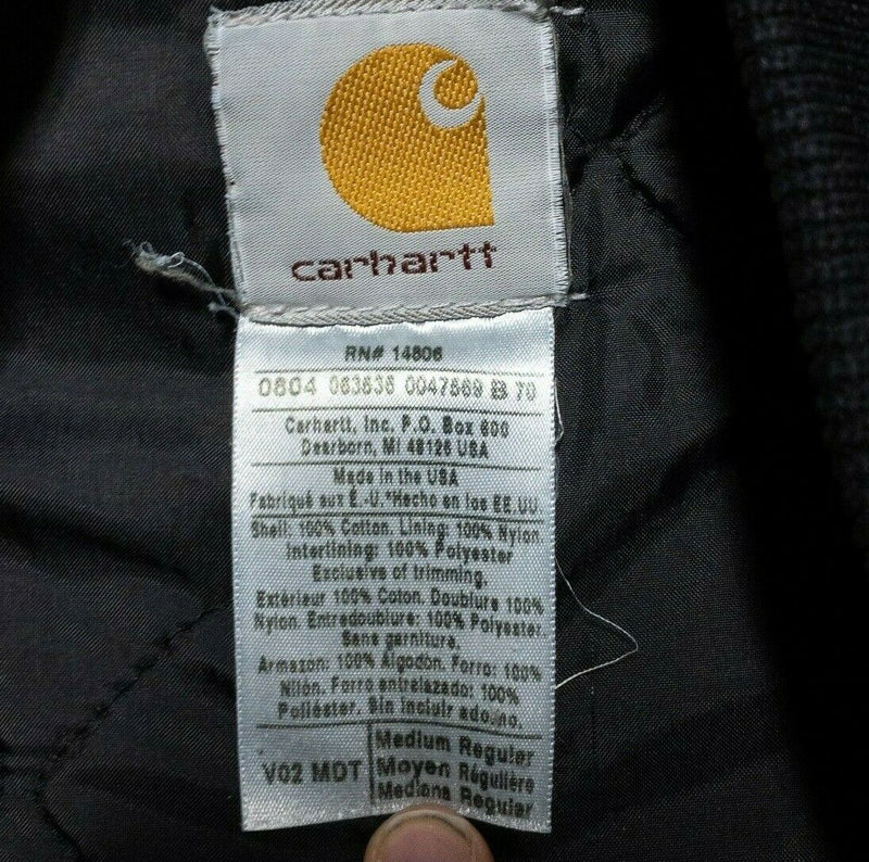 Carhartt Quilt Lined Canvas Vest V02 Navy Blue Vintage USA Union Men's Medium