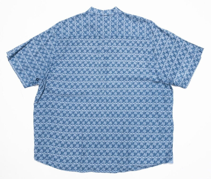 Tommy Bahama Hawaiian Shirt XXL Men's Palm Print Ecovero Viscose Aloha Blue 2XL