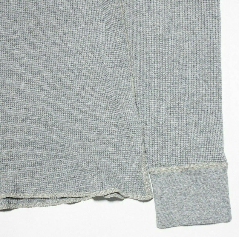 Wallace & Barnes Men's Large Gray Henley Waffle-Knit Thermal Long Sleeve Shirt