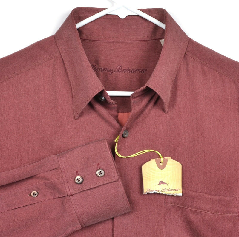 Tommy Bahama Men's Medium Silk Wool Blend Crimson Red Long Sleeve Shirt