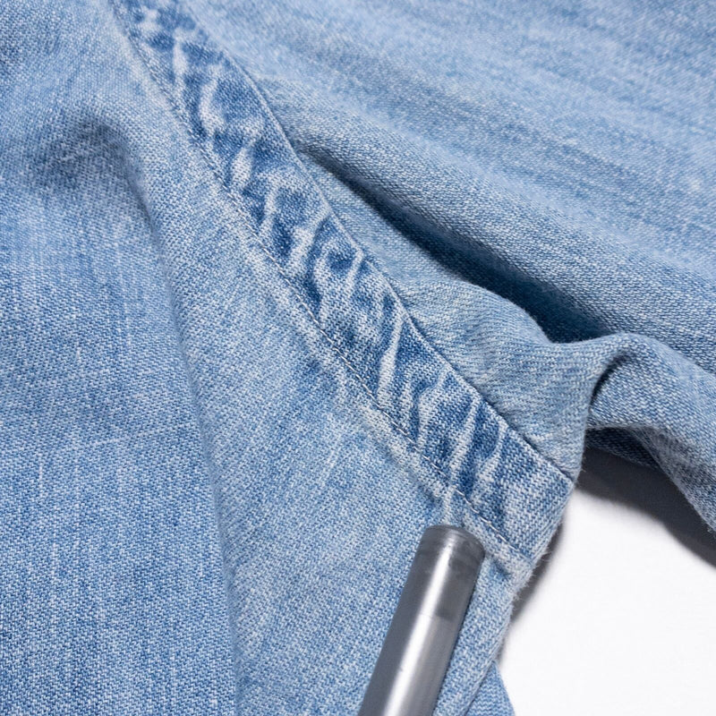 Polo Ralph Lauren Chambray Shirt Men's Large Denim Indigo Blue Button-Down 90s