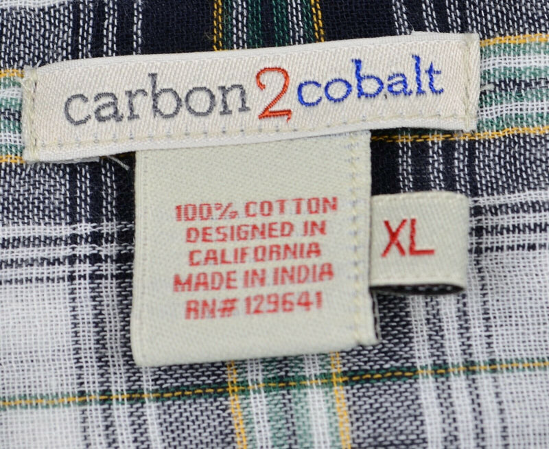 Carbon 2 Cobalt Men's XL Black Flip Cuff Plaid Button-Front Flannel Shirt