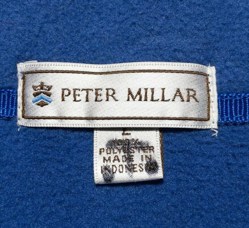 Peter Millar Crown Sport Jacket Men's Large Fleece 1/4 Zip Solid Blue Golf