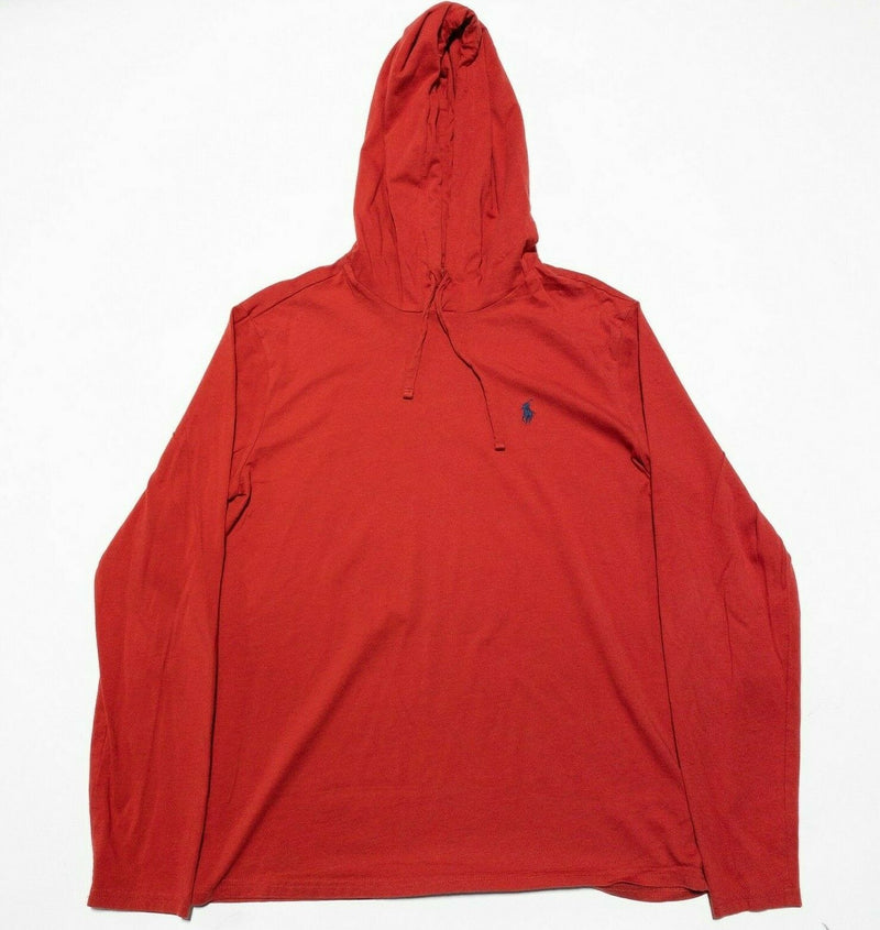 Polo Ralph Lauren Men's Medium Solid Red Lightweight Drawstring Shirt Hoodie