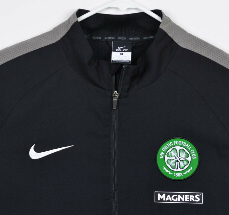 Celtic Football Club Men's Large Nike Dri-Fit Magners Black Zip Warm-Up Jacket