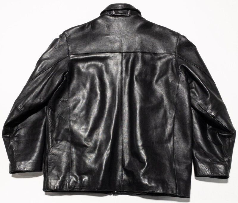 Claiborne Lambskin Leather Jacket Men's Medium Bomber Collared Full Zip Black