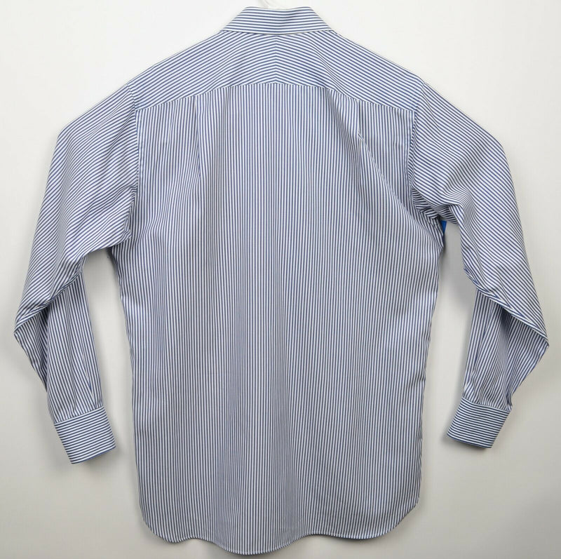 Thomas Pink Men's 15.5-36 Blue Striped Crease Resistant Button-Front Dress Shirt