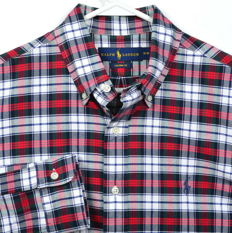 Polo Ralph Lauren Men's Medium Red Green Tartan Plaid Button-Down Shirt