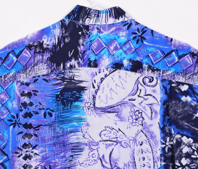 Vtg Guess Men's Sz Medium Rayon Purple Abstract Georges Marciano Hawaiian Shirt