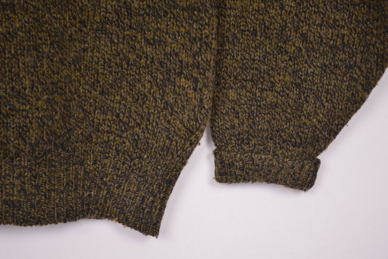 Vintage Lands End Men's Medium Military 5-Button Dark Green Wool Sweater