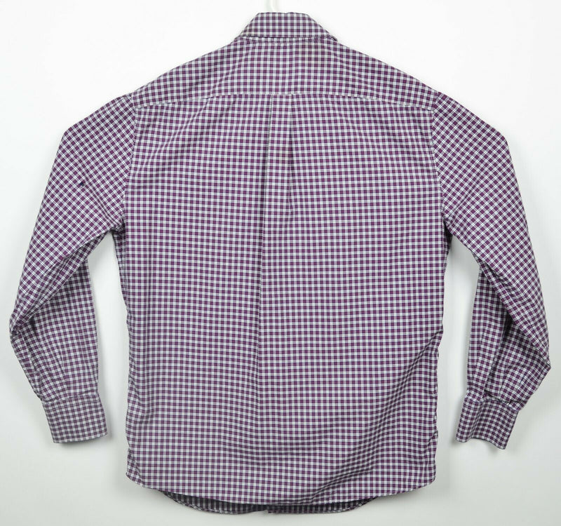 Brunello Cucinelli Men's XL Basic Fit Purple Plaid Italy Button-Front Shirt